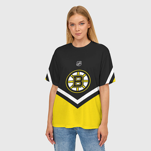 Женская футболка оверсайз NHL: Boston Bruins / 3D-принт – фото 3