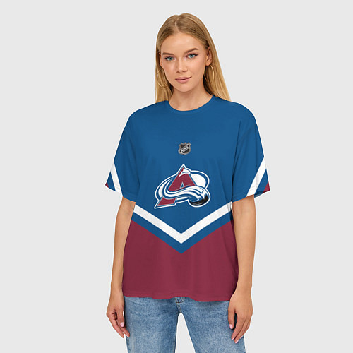 Женская футболка оверсайз NHL: Colorado Avalanche / 3D-принт – фото 3