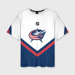 Футболка оверсайз женская NHL: Columbus Blue Jackets, цвет: 3D-принт