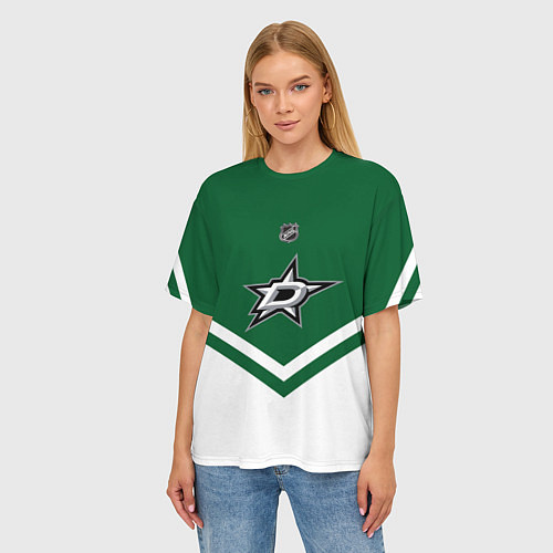 Женская футболка оверсайз NHL: Dallas Stars / 3D-принт – фото 3