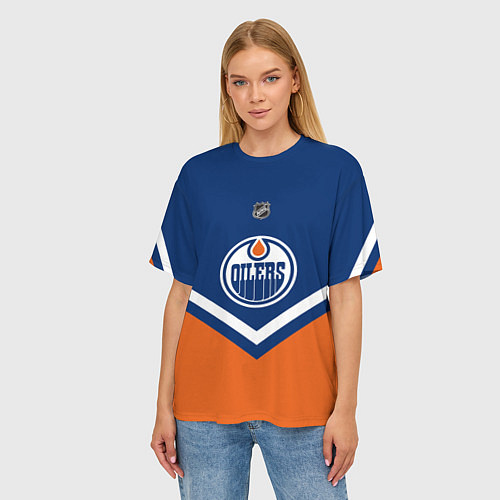 Женская футболка оверсайз NHL: Edmonton Oilers / 3D-принт – фото 3