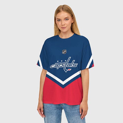 Женская футболка оверсайз NHL: Washington Capitals / 3D-принт – фото 3