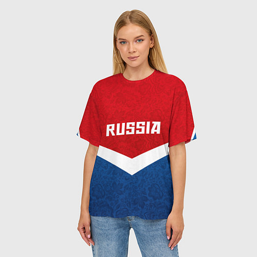 Женская футболка оверсайз Russia Team / 3D-принт – фото 3