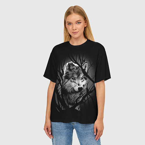 Женская футболка оверсайз Серый волк / 3D-принт – фото 3