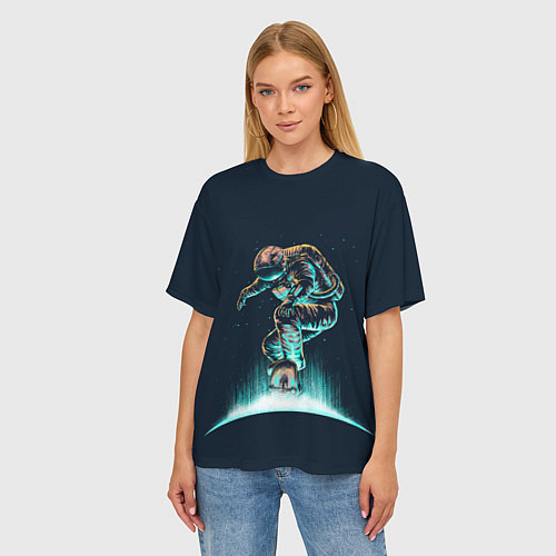 Женская футболка оверсайз Планетарный скейтбординг / 3D-принт – фото 3