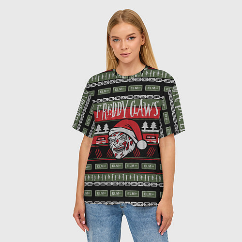 Женская футболка оверсайз Freddy Christmas / 3D-принт – фото 3