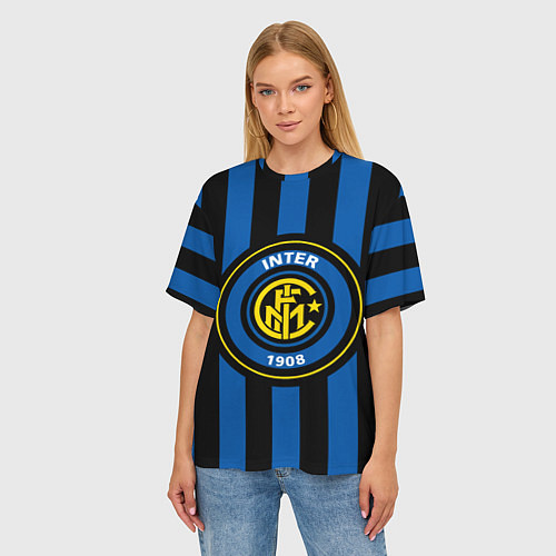 Женская футболка оверсайз Inter FC 1908 / 3D-принт – фото 3