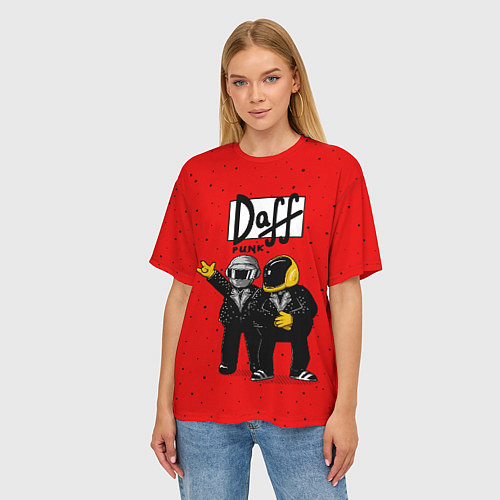 Женская футболка оверсайз Daff Punk / 3D-принт – фото 3