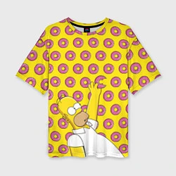 Женская футболка оверсайз Пончики Гомера Симпсона
