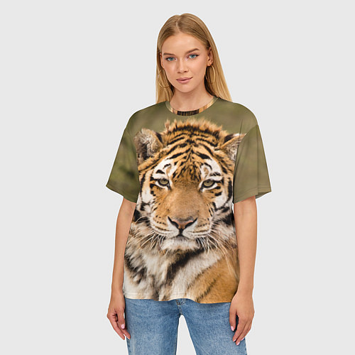 Женская футболка оверсайз Милый тигр / 3D-принт – фото 3
