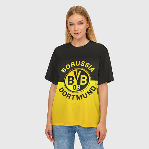 Женская футболка оверсайз Borussia Dortmund FC / 3D-принт – фото 3