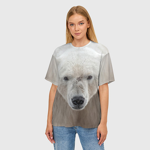 Женская футболка оверсайз Белый медведь / 3D-принт – фото 3