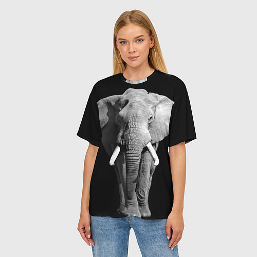 Женская футболка оверсайз Старый слон / 3D-принт – фото 3