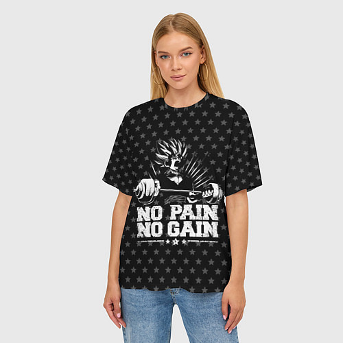 Женская футболка оверсайз No Pain No Gain / 3D-принт – фото 3