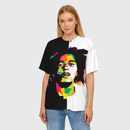 Женская футболка оверсайз Bob Marley: Colors / 3D-принт – фото 3
