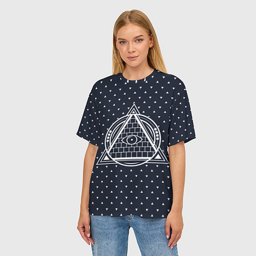 Женская футболка оверсайз Illuminati / 3D-принт – фото 3