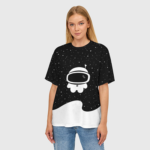 Женская футболка оверсайз Маленький космонавт / 3D-принт – фото 3