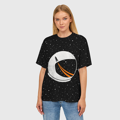 Женская футболка оверсайз Шлем астронавта / 3D-принт – фото 3