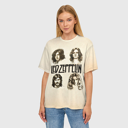 Женская футболка оверсайз Led Zeppelin Guys / 3D-принт – фото 3