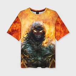 Женская футболка оверсайз Disturbed: Monster Flame