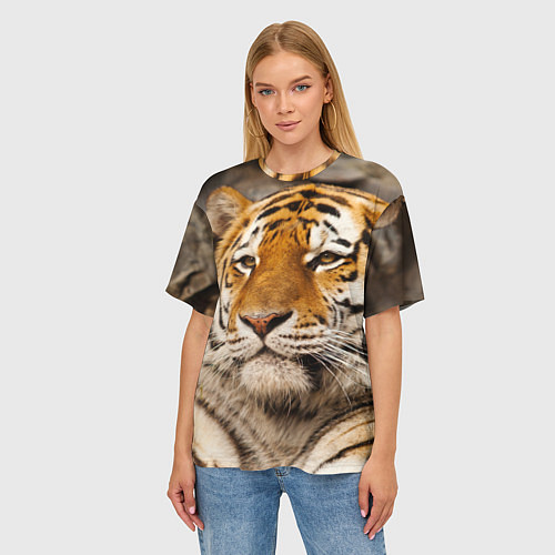 Женская футболка оверсайз Мудрый тигр / 3D-принт – фото 3