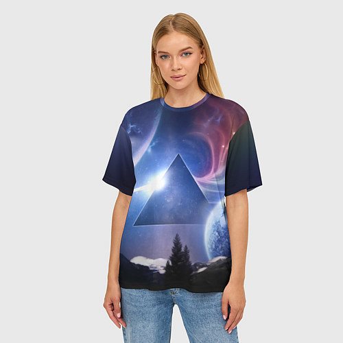 Женская футболка оверсайз Pink Floyd: Space / 3D-принт – фото 3