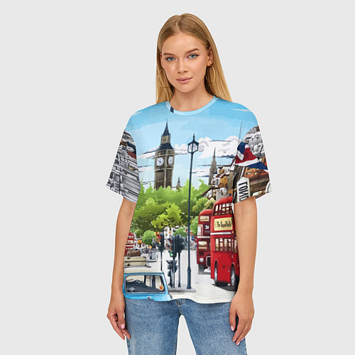 Женская футболка оверсайз Улицы Лондона -Big Ben / 3D-принт – фото 3