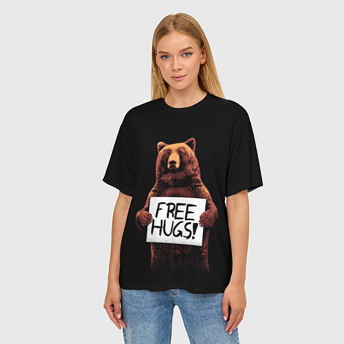 Женская футболка оверсайз Медвежьи обьятия / 3D-принт – фото 3
