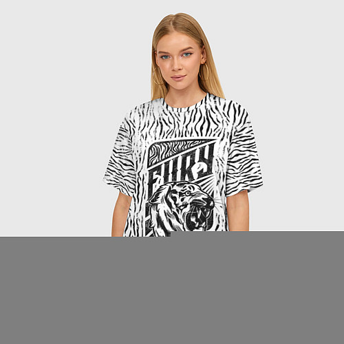 Женская футболка оверсайз Fury Tiger / 3D-принт – фото 3