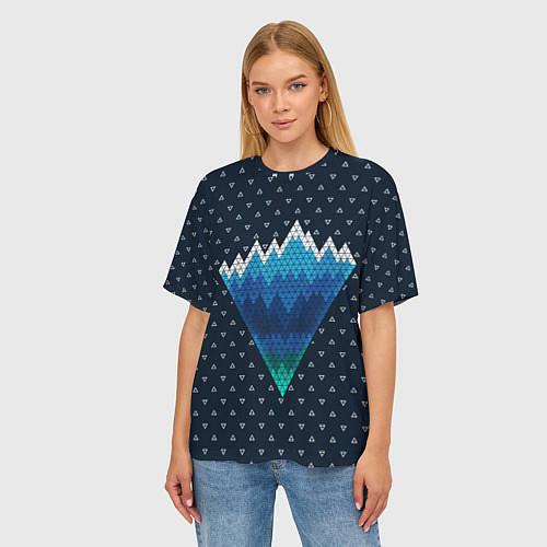 Женская футболка оверсайз Геометрические горы / 3D-принт – фото 3