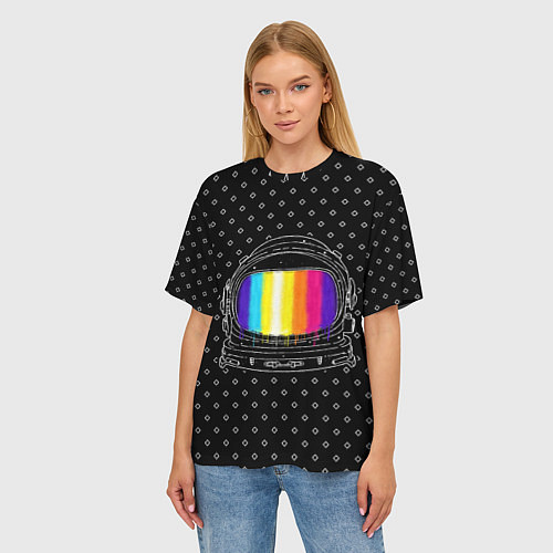 Женская футболка оверсайз Цветной астронавт / 3D-принт – фото 3