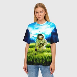 Футболка оверсайз женская Первый на Земле, цвет: 3D-принт — фото 2