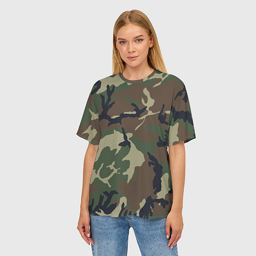 Женская футболка оверсайз Камуфляж: хаки/зеленый / 3D-принт – фото 3