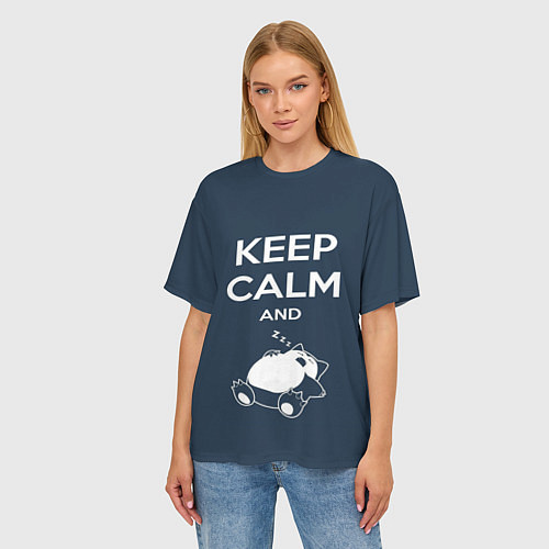 Женская футболка оверсайз Keep Calm & Zzz / 3D-принт – фото 3