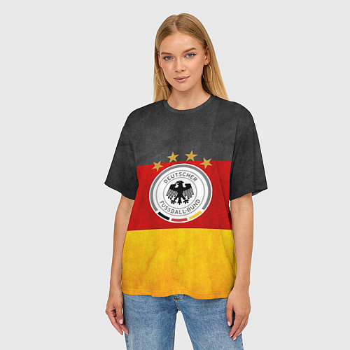 Женская футболка оверсайз Сборная Германии / 3D-принт – фото 3