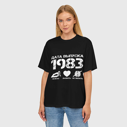 Женская футболка оверсайз Дата выпуска 1983 / 3D-принт – фото 3