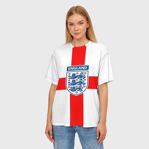 Женская футболка оверсайз Сборная Англии / 3D-принт – фото 3