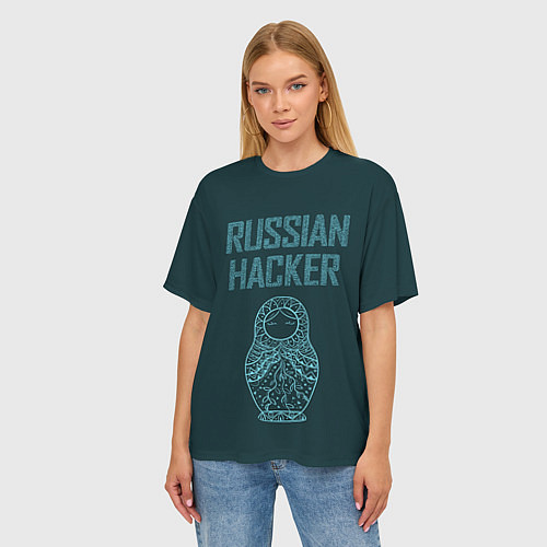 Женская футболка оверсайз Русский хакер / 3D-принт – фото 3