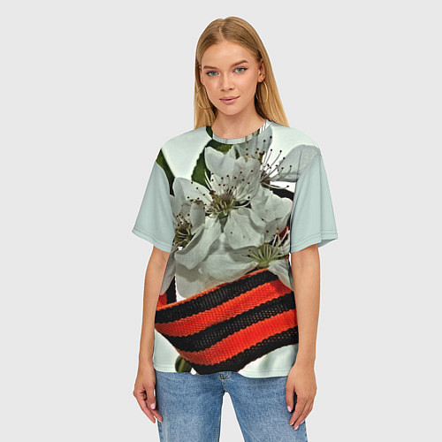 Женская футболка оверсайз Георгиевская лента / 3D-принт – фото 3