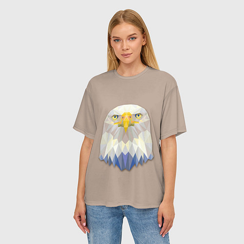 Женская футболка оверсайз Геометрический орел / 3D-принт – фото 3
