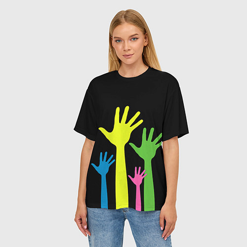 Женская футболка оверсайз Руки вверх! / 3D-принт – фото 3