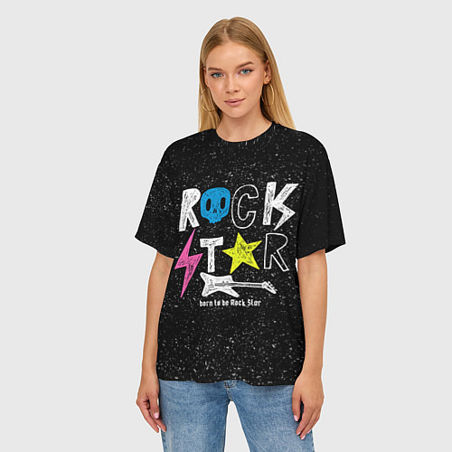 Женская футболка оверсайз Rock Star / 3D-принт – фото 3