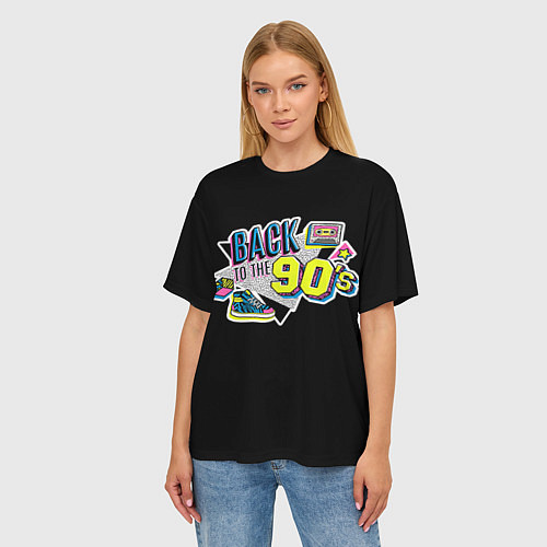 Женская футболка оверсайз Назад в 90-е! / 3D-принт – фото 3