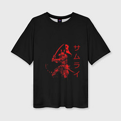 Футболка оверсайз женская Японские иероглифы - самурай, цвет: 3D-принт