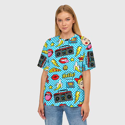 Женская футболка оверсайз Девочка из комикса / 3D-принт – фото 3