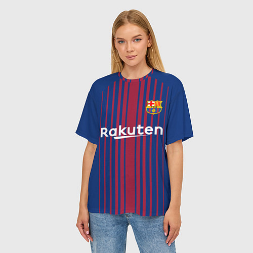 Женская футболка оверсайз FCB Barcelona: Rakuten / 3D-принт – фото 3