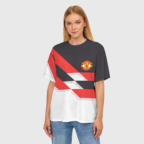 Женская футболка оверсайз Manchester United: Stipe / 3D-принт – фото 3