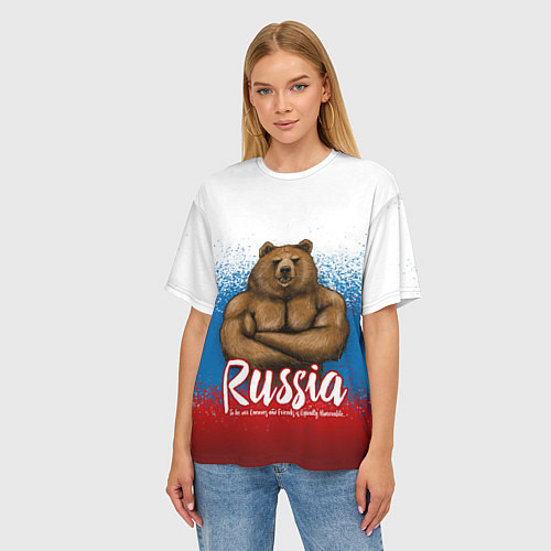 Женская футболка оверсайз Russian Bear / 3D-принт – фото 3