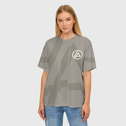 Женская футболка оверсайз Linkin Park: Grey style / 3D-принт – фото 3