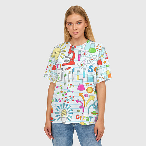 Женская футболка оверсайз Научный стиль / 3D-принт – фото 3